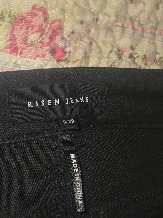 Risen Jeans Denim - Risen Jeans Flare Slit Fringe Hem Black Denim Jeans 5-Pocket Women Size 9/29